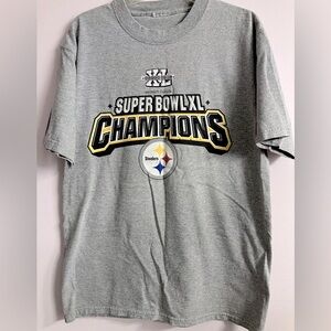 Men’s Pittsburgh Steelers Super Bowl XL Champions T-Shirt, Large, Gray